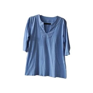 Womens J Jill T-shirt Sz XS Linen Top Shirt Blue Retail‎ $79. Blouse